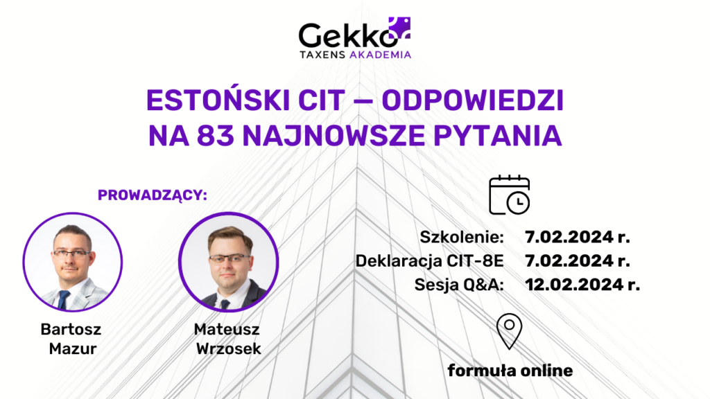 EC 2024 w wersji instant Gekko Taxens Akademia kursy online